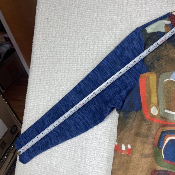 Mode Vin Rouge Women's XL Abstract Art AOP Shirt Top Canada Made Asymmetrical - Picture 9 of 15